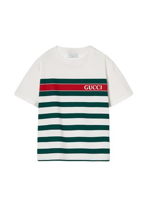 white cotton tshirt GUCCI KIDS | 575114XJGY59250